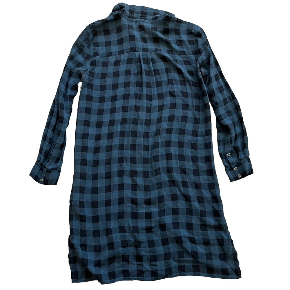 EILEEN FISHER 100% SILK BUFFALO PLAID BUTTON DOWN TUNIC SIZE SMALL SOPHISTICATED - Picture 2 of 7